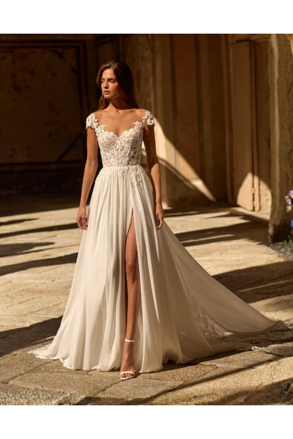 Abito da sposa, avorio chiffon, Adele di Alberto Palatachi 2027