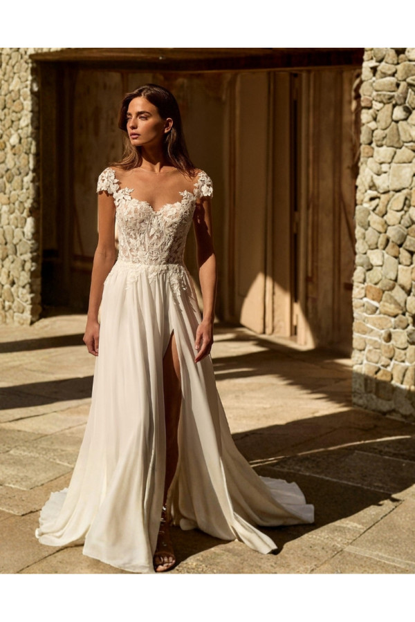 Abito da sposa, avorio chiffon, Adele di Alberto Palatachi 2027