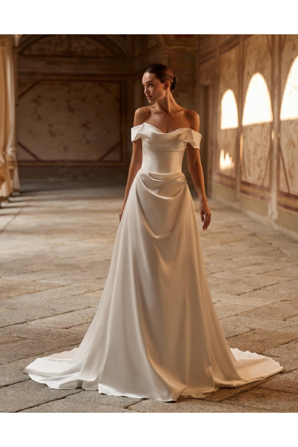 Abito da sposa Enya, avorio, raso. Alberto Palatachi 2027