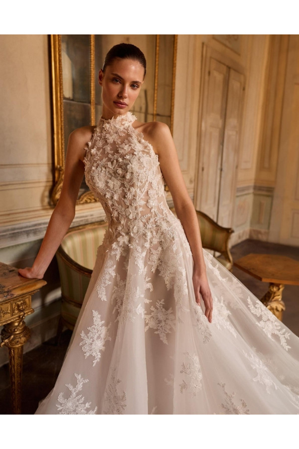 Abito da sposa Vicky ampio di pizzo  Alberto Palatachi 2027