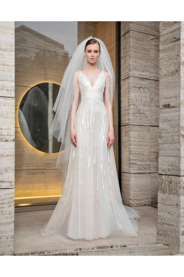 Abito da sposa avorio in tulle scivolato Elie Saab