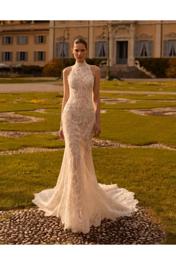Abito da sposa Topaz avorio in pizzo a sirena di Alberto Palatchi