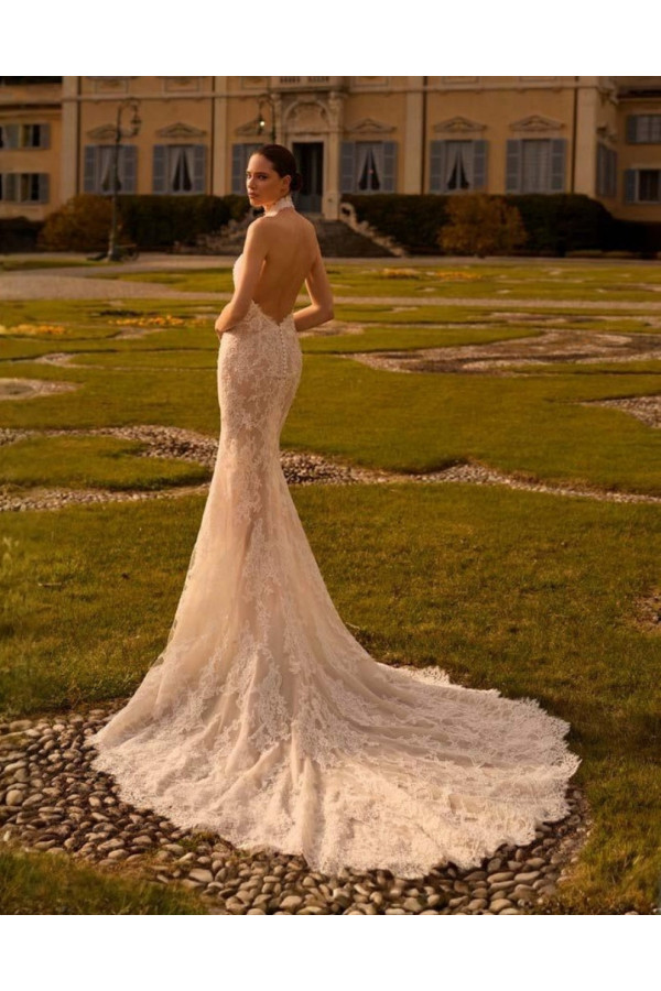Abito da sposa Topaz avorio in pizzo a sirena di Alberto Palatchi