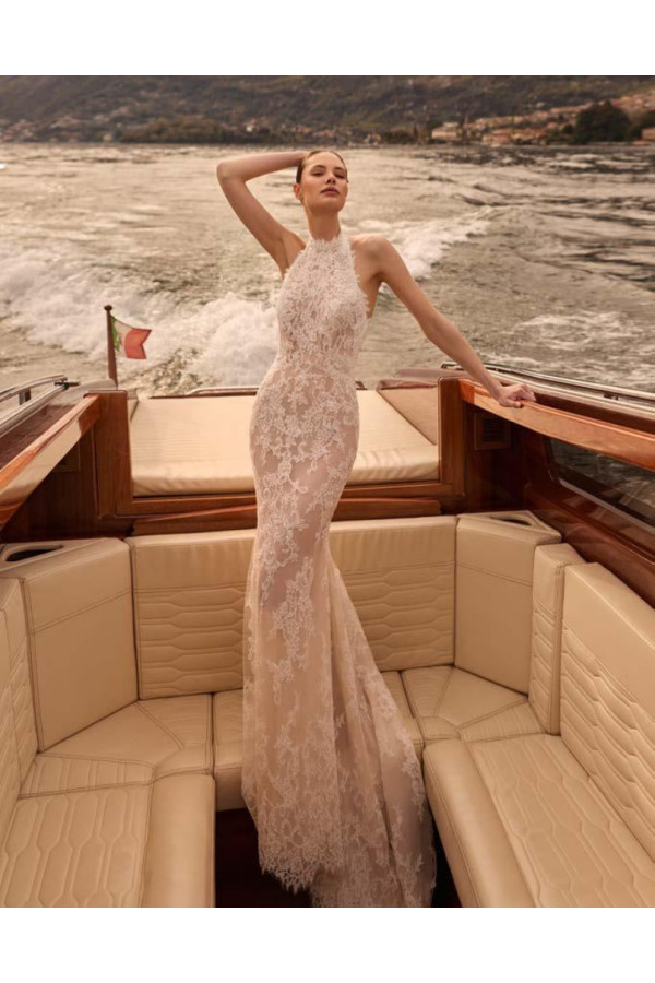 Abito da sposa Topaz avorio in pizzo a sirena di Alberto Palatchi