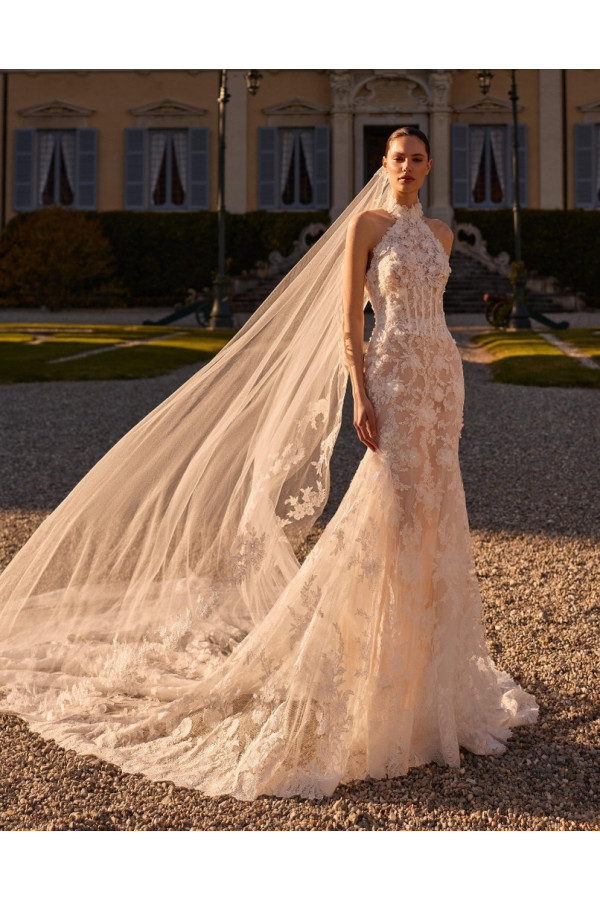 Abito da sposa Citrine avorio in pizzo a sirena di Alberto Palatchi