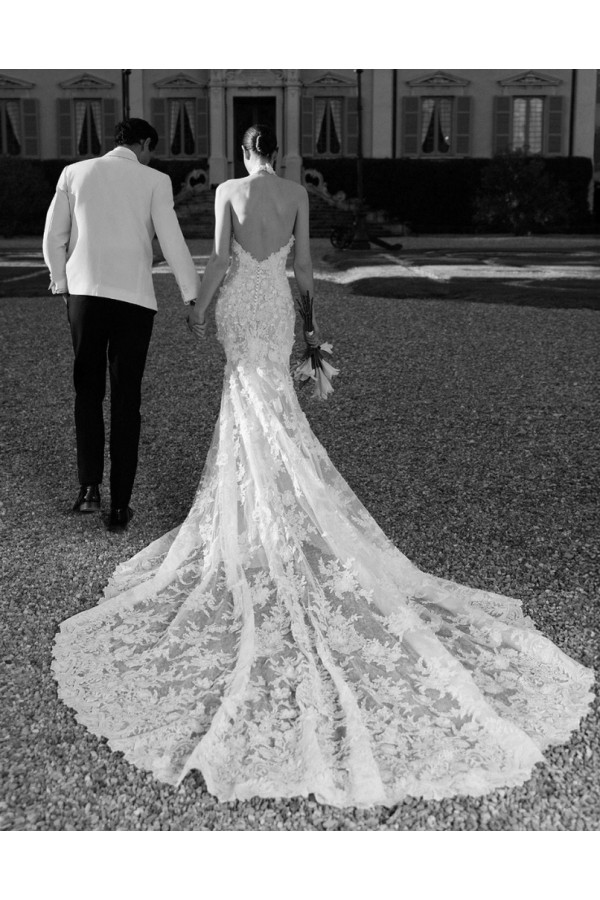 Abito da sposa Citrine avorio in pizzo a sirena di Alberto Palatchi