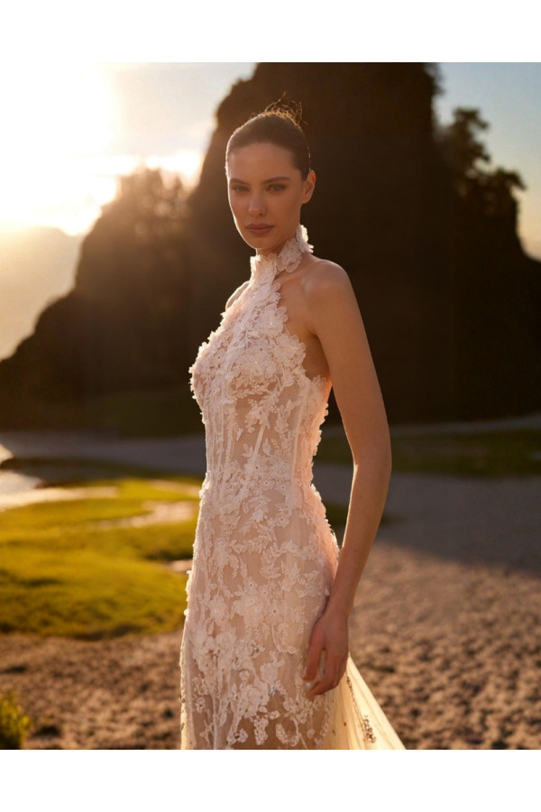 Abito da sposa Citrine avorio in pizzo a sirena di Alberto Palatchi