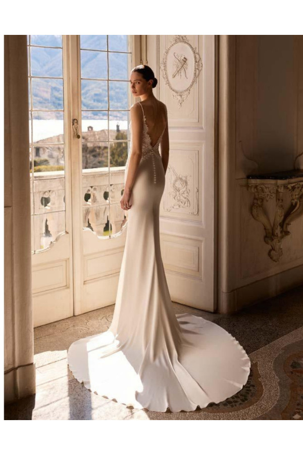 Abito da sposa Malachite avorio in satin e pizzo di Alterto Palatchi