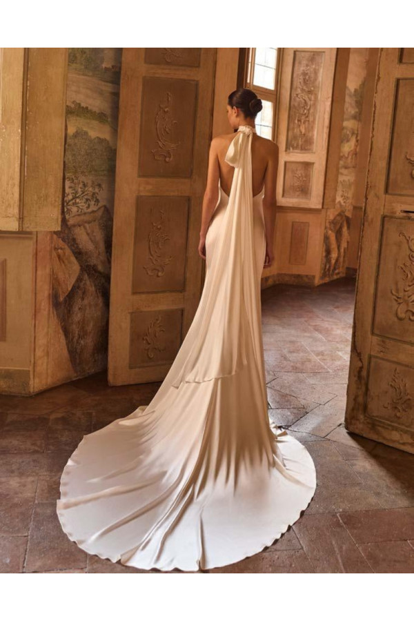 Abito da sposa Whitney avorio in satin scivolato di Alberto Palatchi