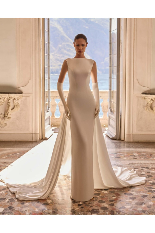Abito da sposa Turquoise in satin liscio di Alberto Palatchi