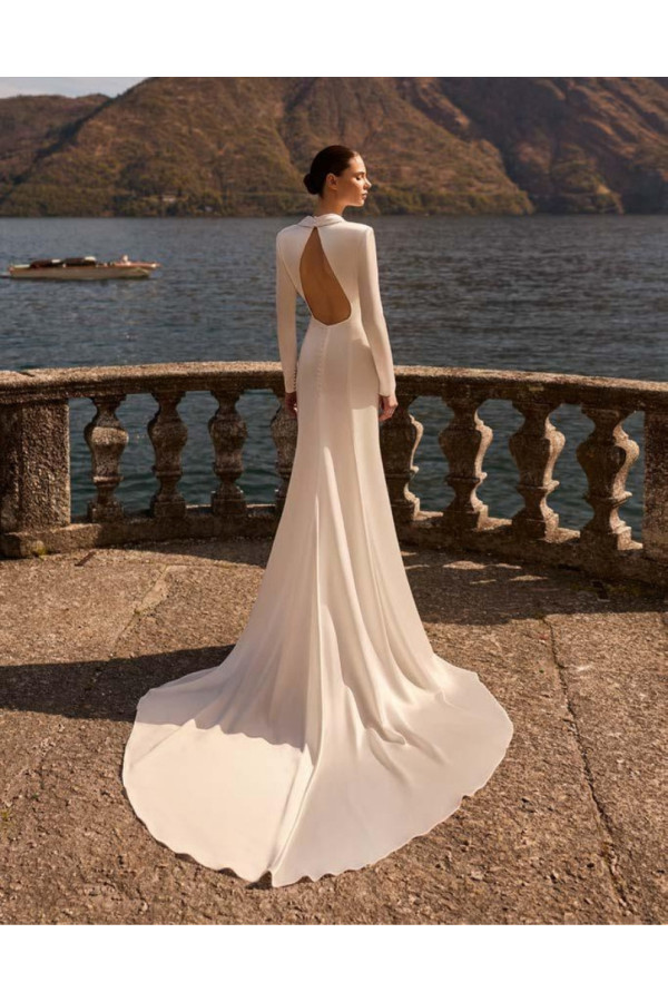 Abito da sposa Morganite avorio in satin scivolato di Alberto Palatchi