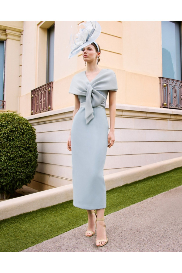 1g97 Abito da cerimonia donna  celeste in organza corto couture club