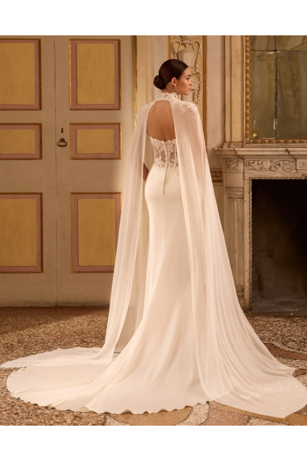 Tulip abito da sposa avorio in satin e pizzoa sirena Alberto Palatchi