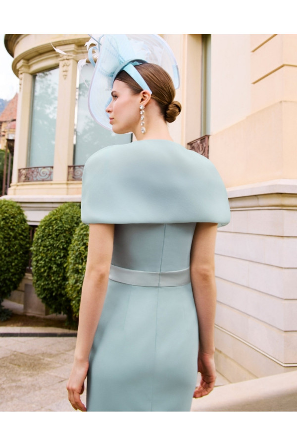 1g97 Abito da cerimonia donna  celeste in organza corto couture club