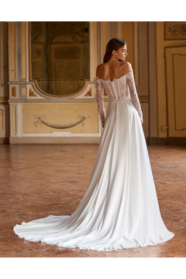 Sammi abito da sposa avorio in chiffon scivolato Alberto Palatchi