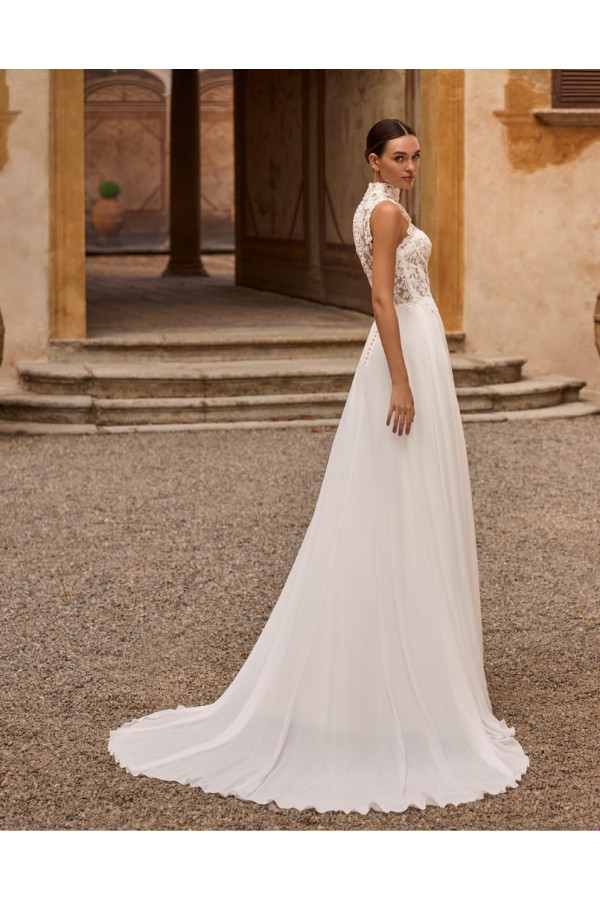 Owana abito da sposa avorio scivolato in chiffon di Alberto Palatchi