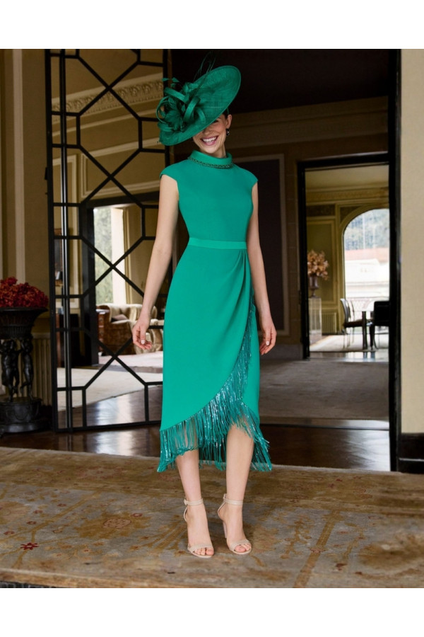 Abito da cerimonia donna verde corto due pezzi di couture club