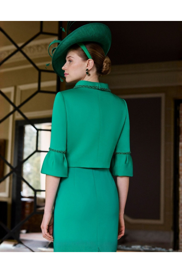Abito da cerimonia donna verde corto due pezzi di couture club
