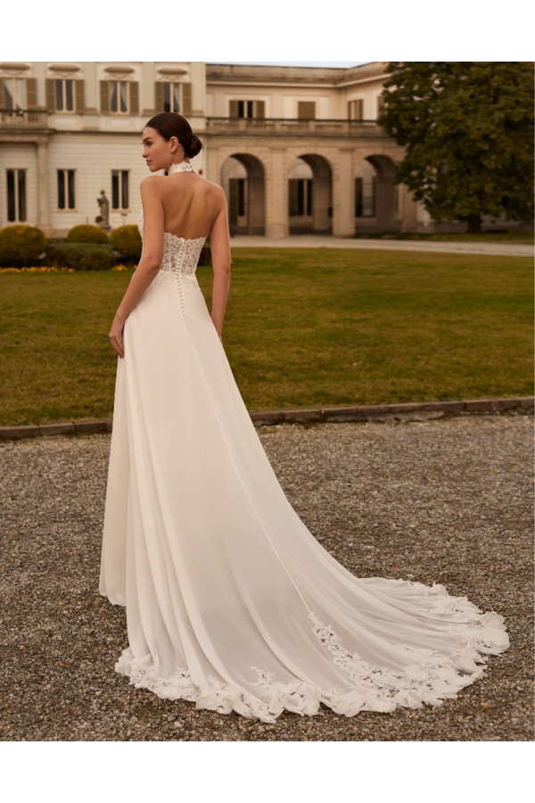 Favia abito da sposa avorio scivolato in chiffon di Alberto Palatchi