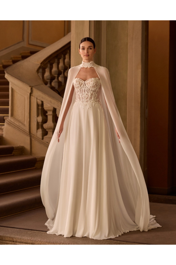 Edelweiss abito da sposa scivolato avorio in chiffon Alberto Palatchi