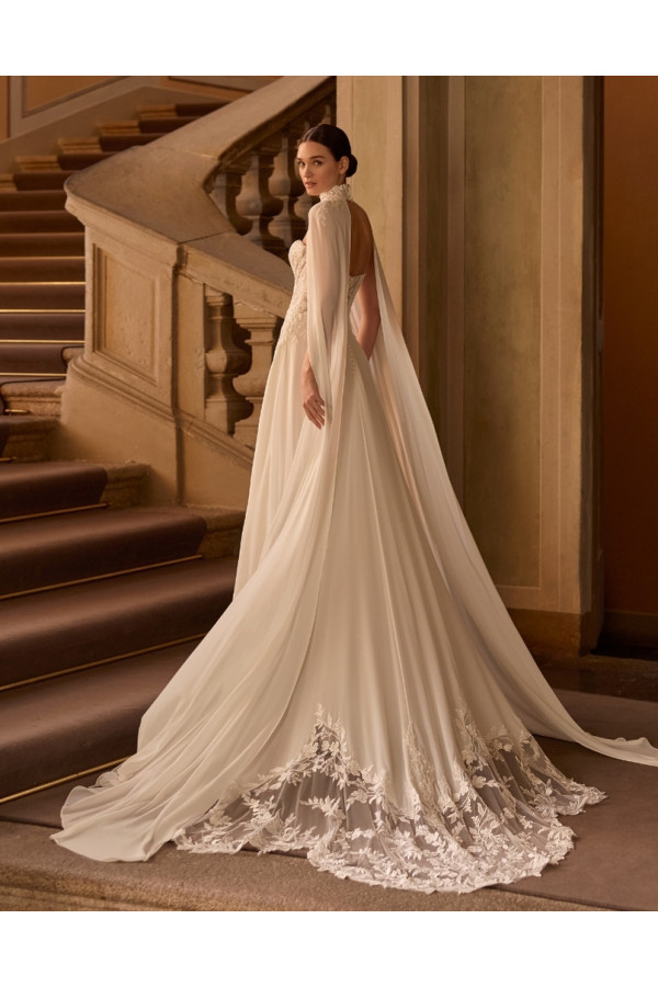 Edelweiss abito da sposa scivolato avorio in chiffon Alberto Palatchi