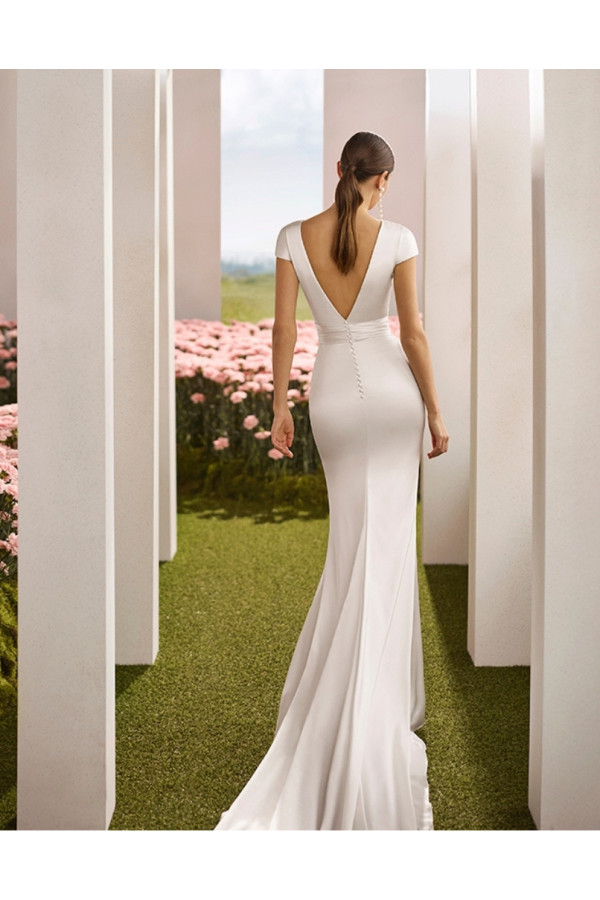 Abito da sposa a sirena avorio di satin di rosa Clara