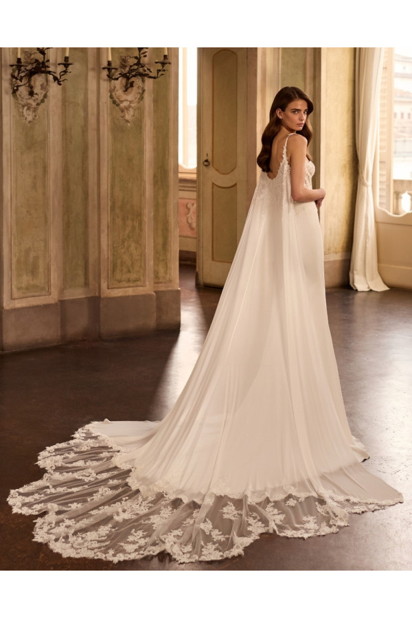 Brisa abito da sposa avorio a sirena in chiffon di Alberto Palatchi