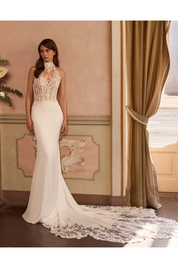 Bluebell abito da sposa a sirena avorio in chiffon di Alberto Palatchi