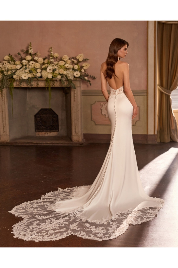 Bluebell abito da sposa a sirena avorio in chiffon di Alberto Palatchi