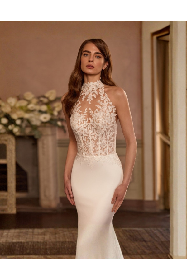Bluebell abito da sposa a sirena avorio in chiffon di Alberto Palatchi