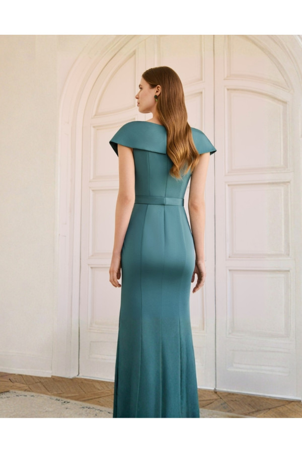 Abito da cerimonia donna in douchesse a sirena di couture club