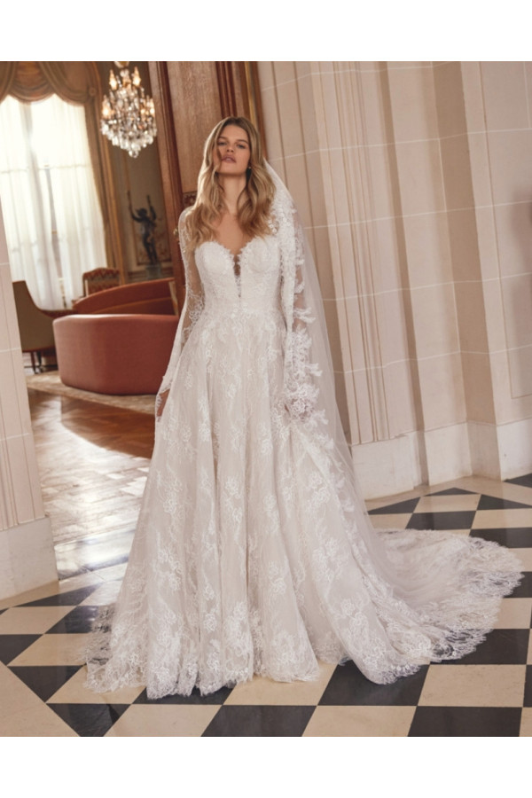 Nela Abito sposa avorio pizzo ampio Justin Alexander 2027