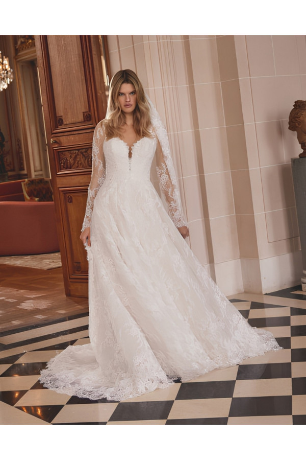 Nela Abito sposa avorio pizzo ampio Justin Alexander 2027