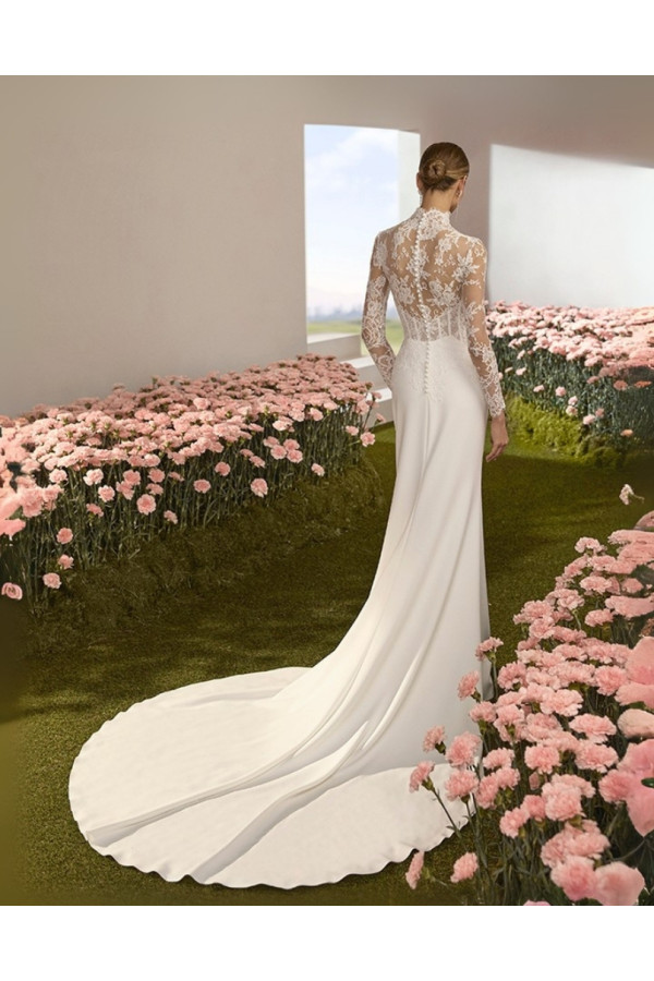 Kaila abito da sposa avorio in chiffon scivolato di Novia D'art