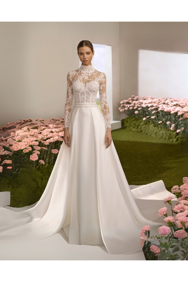 Abito da sposa avorio a sirena in pizzo di Rosa Clara