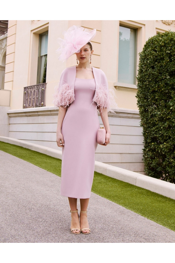 Abito da cerimonia donna 1g74 di Rosa Clarà corto in mikado rosa