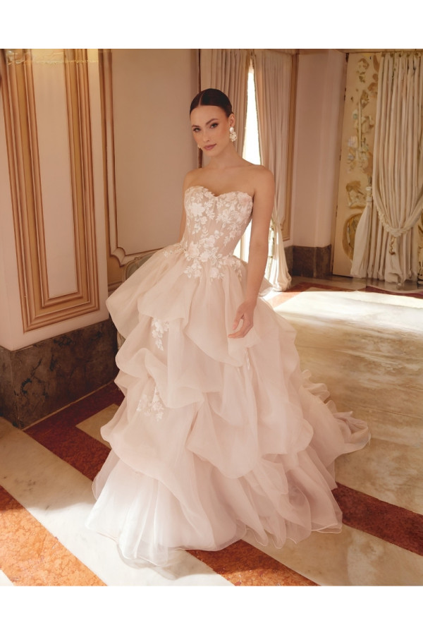 Abito da sposa light gold con balze 44629 Sincerity 2027