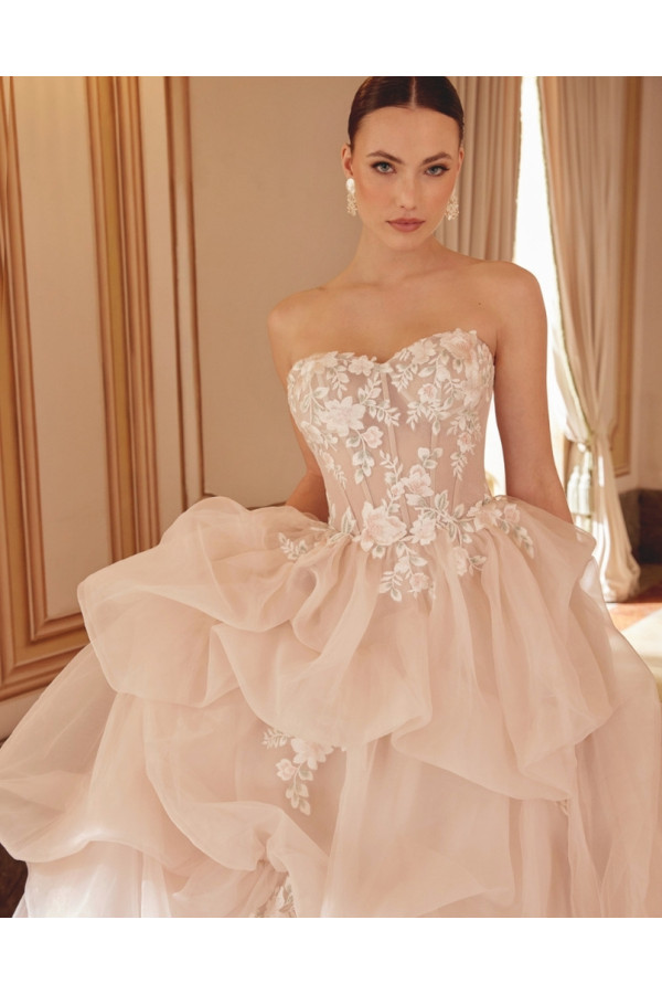 Abito da sposa light gold con balze 44629 Sincerity 2027