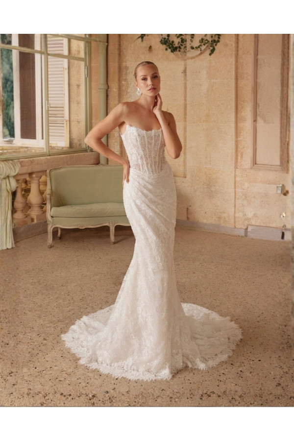 Abito da sposa avorio in pizzo a sirena 44625 Sincerity 2027
