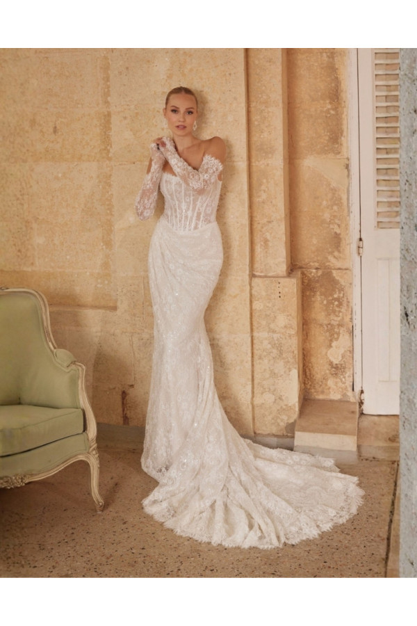 Abito da sposa avorio in pizzo a sirena 44625 Sincerity 2027