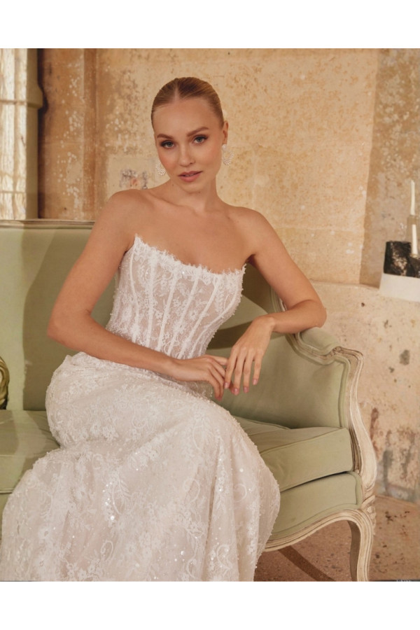 Abito da sposa avorio in pizzo a sirena 44625 Sincerity 2027