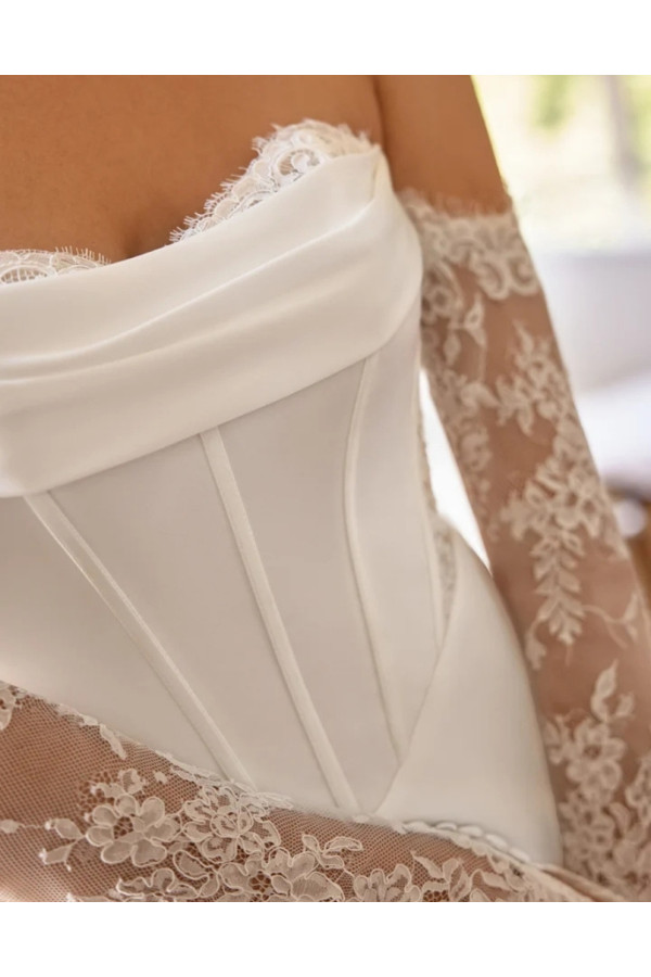 Mimi abito da sposa avorio in raso a sirena Justin Alexander