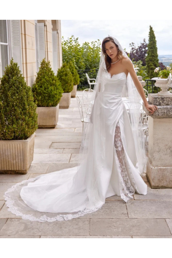 Madison Abito da sposa avorio mikado con spacco Justin Alexander 2027