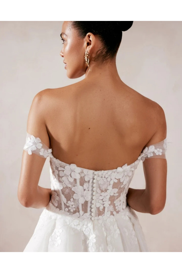 Aria abito da sposa avorio in pizzo e organza corto Adore 2027