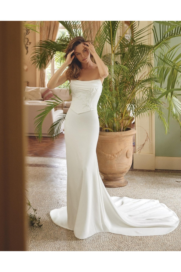 Monroe abito da sposa avorio in crepe a sirena Justin Alexander 2027