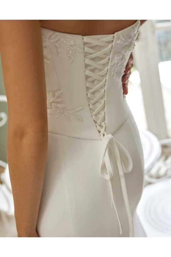 Monroe abito da sposa avorio in crepe a sirena Justin Alexander 2027