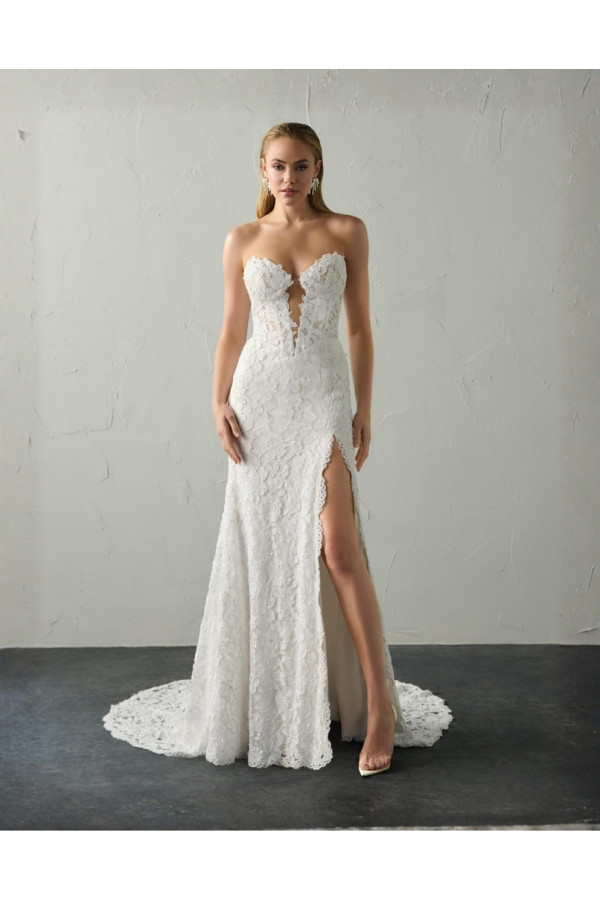 Blaze abito da sposa avorio in pizzo sirena Justin Alexander Signature