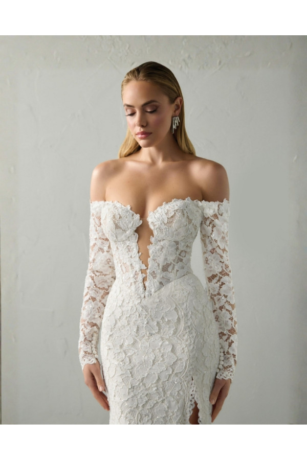 Blaze abito da sposa avorio in pizzo sirena Justin Alexander Signature