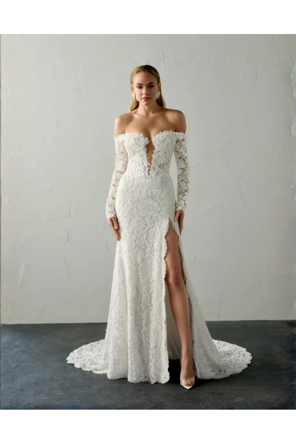 Blaze abito da sposa avorio in pizzo sirena Justin Alexander Signature