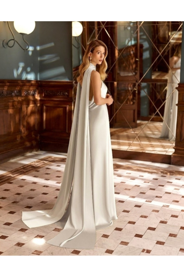 Abito da sposa avorio in satin scivolato 2JH1di Rosa Clará